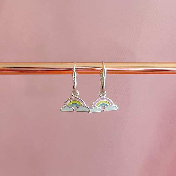 925 Sterling silver rainbow hoop earrings - Picture 4 of 5